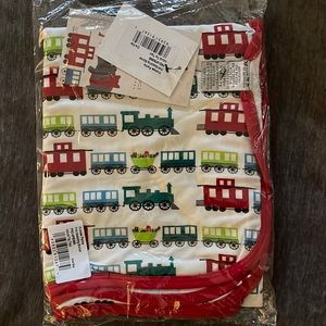 Kickee Pants Swaddling blanket in natural toy train